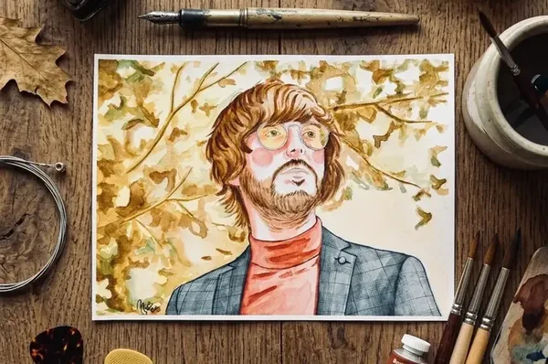 Retrato de Víctor Cabezuelo en acuarela